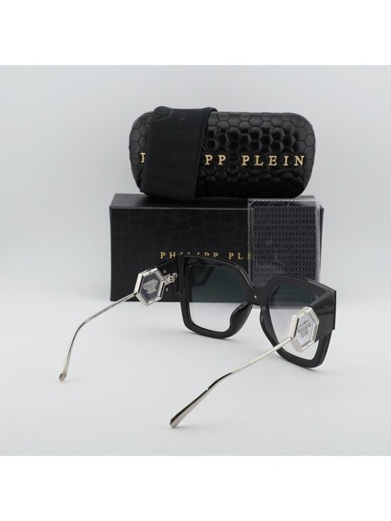 Philipp Plein SPP041M Z42X Sunglasses Black Square Frame, Mirror Lenses